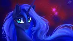 Size: 5760x3240 | Tagged: safe, artist:jsunlight, derpibooru import, princess luna, alicorn, pony, absurd resolution, bust, female, image, looking at you, mare, png, portrait, screentone, solo, three quarter view, wallpaper