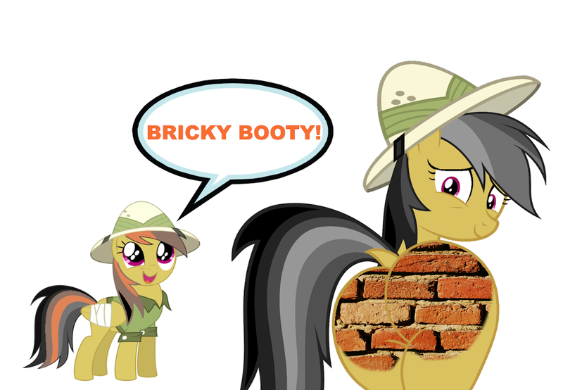 Size: 1105x765 | Tagged: suggestive, derpibooru import, daring do, brick booty, forced meme, image, meme, png