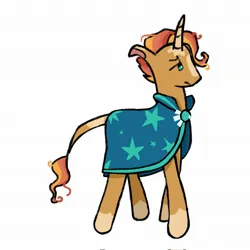 Size: 2047x2048 | Tagged: safe, artist:twipiebongrip, derpibooru import, sunburst, pony, unicorn, cloak, clothes, horn, image, jpeg, leonine tail, male, side view, simple background, solo, stallion, tail, white background