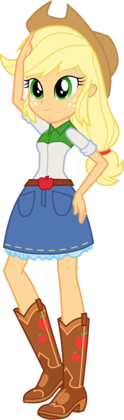 Size: 1472x5000 | Tagged: safe, artist:octosquish7260, derpibooru import, applejack, human, equestria girls, g4, applejack's hat, boots, clothes, cowboy boots, cowboy hat, denim, denim skirt, female, hat, image, png, shirt, shoes, simple background, skirt, solo, standing, t-shirt, transparent background