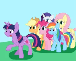 Size: 2051x1650 | Tagged: safe, artist:cmara, derpibooru import, applejack, fluttershy, pinkie pie, rainbow dash, rarity, twilight sparkle, alicorn, earth pony, pegasus, unicorn, female, horn, image, mane six, png