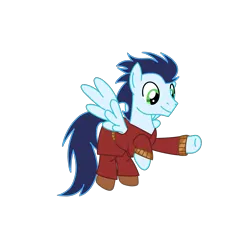 Size: 2100x2100 | Tagged: safe, artist:chanyhuman, derpibooru import, soarin', pegasus, pony, g4, flying, goitosuros, image, male, png, scythian, simple background, stallion, transparent background, vector, wings