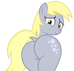 Size: 1079x1042 | Tagged: safe, artist:shieldwingarmorofgod, derpibooru import, derpy hooves, pegasus, pony, bubble butt, butt, dock, female, image, looking at you, looking back, looking back at you, plot, png, simple background, solo, tail, transparent background, underp, vector