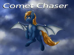 Size: 1600x1200 | Tagged: safe, artist:crimsonwolf360, derpibooru import, oc, oc:comet chaser, unofficial characters only, bat pony, bat pony oc, bat wings, cloud, ear tufts, flying, image, png, solo, wings