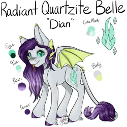 Size: 4096x4096 | Tagged: safe, artist:g-jnotes, derpibooru import, oc, oc:radiant quartzite belle, unofficial characters only, dracony, hybrid, pony, absurd resolution, chest fluff, female, fetlock tuft, image, interspecies offspring, leonine tail, looking at each other, looking at someone, mare, name, offspring, parent:spike, parent:sweetie belle, parents:spikebelle, png, reference sheet, simple background, slit pupils, smiling, smiling at each other, solo, tail, tongue out, white background