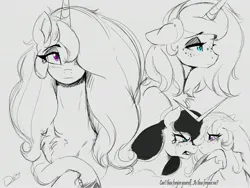 Size: 3200x2400 | Tagged: safe, artist:thelunarmoon, derpibooru import, princess celestia, princess luna, alicorn, pony, g4, chest fluff, crying, duo, duo female, female, floppy ears, grayscale, hair over one eye, high res, image, jpeg, lidded eyes, mare, monochrome, nose wrinkle, partial color, royal sisters, s1 luna, siblings, signature, sisters