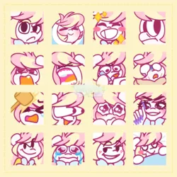 Size: 2492x2492 | Tagged: safe, artist:ninnydraws, derpibooru import, oc, oc:ninny, unofficial characters only, pegasus, pony, blushing, bowtie, emotes, female, heterochromia, image, jpeg, mare, meme, necktie, vtuber