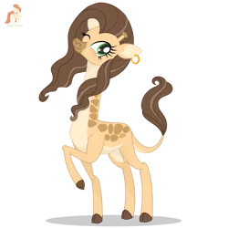 Size: 3321x3321 | Tagged: safe, artist:r4hucksake, derpibooru import, oc, oc:imani, unofficial characters only, earth pony, giraffe, blushing, cute, ear piercing, earring, female, image, jewelry, ocbetes, one eye closed, piercing, png, simple background, solo, story included, transparent background, wink