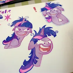 Size: 2160x2160 | Tagged: safe, artist:miss-aciturn, derpibooru import, twilight sparkle, twilight sparkle (alicorn), alicorn, pony, unicorn, floppy ears, horn, image, jpeg, marker drawing, open mouth, open smile, smiling, solo, teeth, traditional art, twilight snapple