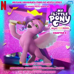 Size: 898x898 | Tagged: safe, artist:daveman1000, derpibooru import, pipp petals, pegasus, pony, g5, my little pony: make your mark, album cover, eone, fan made, female, image, logo, my little pony: make your mark chapter 4, netflix, netflix logo, png, soundtrack, unofficial