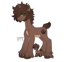 Size: 3000x2500 | Tagged: safe, artist:summer_rain, derpibooru import, oc, pony, unicorn, pony town, ankle cuffs, brown mane, brown tail, commission, cuffs, draft horse, fangs, fluffy, green eyes, horn, image, male, nonbinary, png, short tail, stallion, tail, unicorn oc, unshorn fetlocks, watermark