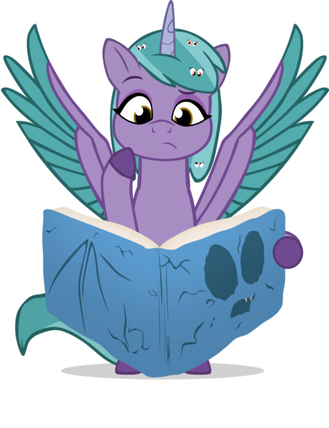 Size: 981x1278 | Tagged: safe, artist:equestriaexploration, derpibooru import, alicorn, pony, g5, book, image, png, shiny sparks, simple background, solo, transparent background