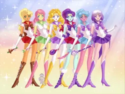 Size: 800x600 | Tagged: safe, artist:pokemongril762, derpibooru import, applejack, fluttershy, pinkie pie, rainbow dash, rarity, twilight sparkle, human, equestria girls, g4, clothes, cosplay, costume, image, jpeg, mane six, sailor moon (series), solo