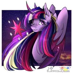 Size: 1000x1000 | Tagged: safe, artist:legendaryshadee, derpibooru import, twilight sparkle, twilight sparkle (alicorn), alicorn, pony, bust, image, png, portrait, rainbow power, solo