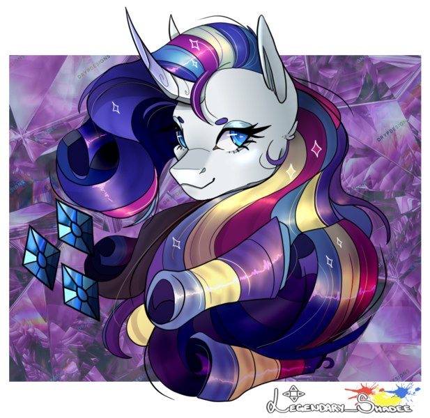 Size: 1028x1000 | Tagged: safe, artist:legendaryshadee, derpibooru import, rarity, pony, bust, image, png, portrait, rainbow power, solo