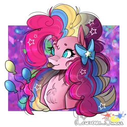 Size: 1000x1000 | Tagged: safe, artist:legendaryshadee, derpibooru import, pinkie pie, pony, balloon, image, png, rainbow power, solo, tongue out