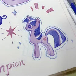 Size: 2160x2160 | Tagged: safe, artist:miss-aciturn, derpibooru import, twilight sparkle, pony, unicorn, horn, image, jpeg, marker drawing, photo, solo, traditional art