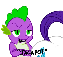 Size: 2838x2596 | Tagged: suggestive, artist:vomitvomiting, derpibooru import, rarity, spike, dragon, pony, g4, age difference, butt, duo, duo male and female, eyebrows, female, image, jackpot, male, mare, open mouth, plot, png, raised tail, shipping, simple background, sparity, spike the butt lover, straight, tail, transparent background, wingless spike