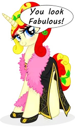 Size: 450x766 | Tagged: artist needed, safe, derpibooru import, oc, oc:miss libussa, unofficial characters only, pony, unicorn, g4, 2024, clothes, cosplay, costume, czequestria, czequestria 202x, eyeshadow, female, female oc, horn, image, makeup, mare, pink eyeshadow, png, praise, simple background, solo, talking to viewer, talking to you, transparent background, unicorn oc