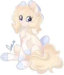 Size: 1919x2279 | Tagged: safe, artist:trashpanda czar, derpibooru import, oc, oc:sunny sandwich, unofficial characters only, earth pony, pony, bow, chest fluff, ear fluff, earth pony oc, eyebrows, eyebrows visible through hair, eyelashes, female, frog (hoof), hair bow, image, mare, medibang paint, png, poofy mane, signature, simple background, sitting, smiling, tail, tail bow, transparent background, underhoof