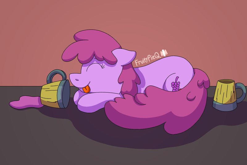 Size: 1800x1200 | Tagged: safe, artist:fruiitypieq, derpibooru import, berry punch, berryshine, earth pony, pony, g4, cider mug, female, image, mare, mug, png, solo, tongue out