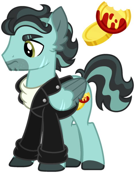 Size: 1269x1623 | Tagged: safe, artist:strawberry-spritz, derpibooru import, oc, pegasus, pony, clothes, image, jacket, magical gay spawn, male, offspring, parent:doctor caballeron, parent:wind rider, png, simple background, solo, stallion, transparent background