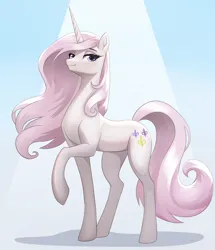 Size: 2420x2808 | Tagged: safe, artist:sierraex, derpibooru import, fleur-de-lis, pony, unicorn, g4, female, horn, image, long legs, mare, png, raised hoof, slender, solo, tall, thin, wind, windswept mane