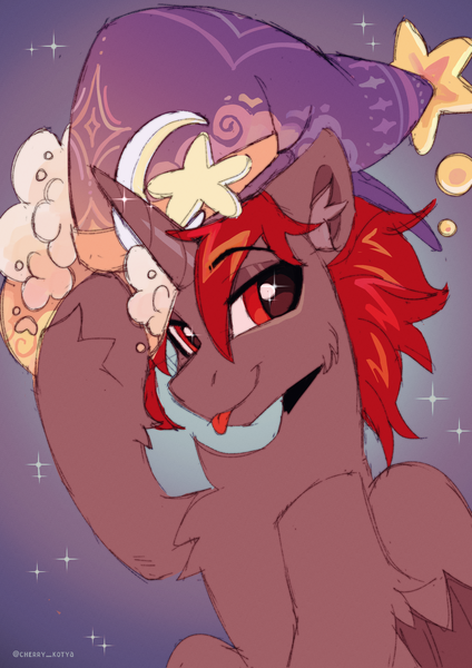 Size: 2480x3508 | Tagged: safe, artist:cherry_kotya, derpibooru import, oc, oc:hardy, unofficial characters only, alicorn, pony, hat, image, png, solo, tongue out