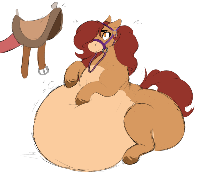 Size: 1976x1765 | Tagged: suggestive, artist:polofastter, artist:somefrigginnerd, derpibooru import, oc, oc:pencil test, unofficial characters only, earth pony, pony, belly, big belly, earth pony oc, emanata, fat, female, glasses, harness, hoers, hoof on belly, huge belly, image, lineart, obese, plewds, png, saddle, simple background, sketch, solo focus, tack, transparent background, unshorn fetlocks