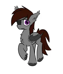 Size: 1174x1374 | Tagged: safe, artist:fruityhorssse, derpibooru import, oc, oc:burro, bat, bat pony, chest fluff, eyepatch, fluffy, image, png, solo