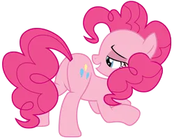 Size: 5000x4028 | Tagged: safe, artist:kooner-cz, derpibooru import, pinkie pie, earth pony, pony, g4, 2012, ass up, balloonbutt, butt, female, image, lidded eyes, mare, open mouth, open smile, plot, png, requested art, simple background, smiling, solo, tail, transparent background, vector