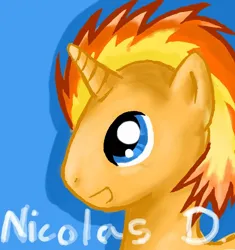 Size: 960x1022 | Tagged: safe, artist:occolt, derpibooru import, oc, oc:nicholas dominique, ponified, unofficial characters only, pony, unicorn, caption, colored, horn, image, jpeg, male, male oc, ponified music artist, pony oc, solo, stallion oc, text, unicorn oc