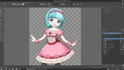 Size: 1920x1080 | Tagged: safe, artist:jdan-s, derpibooru import, coco pommel, human, g4, carole and tuesday, clothes, dress, female, humanized, image, jpeg, krita, linux, looking at you, screenshots, solo, solo female, wip