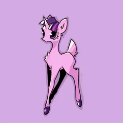 Size: 831x831 | Tagged: safe, artist:jie0086087, derpibooru import, deer, unicorn, deerified, horn, image, jpeg, pink coat, purple background, simple background, solo, species swap