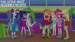 Size: 2000x1125 | Tagged: safe, derpibooru import, edit, edited screencap, editor:quoterific, screencap, applejack, fluttershy, pinkie pie, rainbow dash, rarity, sci-twi, sunset shimmer, twilight sparkle, equestria girls, g4, equestria girls specials, humane five, humane seven, humane six, image, my little pony equestria girls: spring breakdown, png