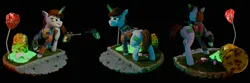 Size: 5760x1920 | Tagged: safe, artist:enteryourponyname, derpibooru import, oc, oc:littlepip, pony, unicorn, fallout equestria, 3d, action pose, angry, bag, barrel, blender, blender cycles, clothes, dash, gun, handgun, holster, horn, image, jpeg, jumpsuit, levitation, little macintosh, magic, mint-als, revolver, road, rust, saddle bag, sign, solo, sparkle cola, stop sign, telekinesis, toxic waste, weapon, wild pegasus