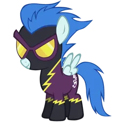 Size: 900x900 | Tagged: safe, artist:nerve-gas, derpibooru import, nightshade, pegasus, pony, female, filly, foal, goggles, image, png, shadowbolts uniform, smiling, spread wings, vector, wings