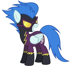 Size: 900x831 | Tagged: safe, artist:yanoda, derpibooru import, nightshade, pegasus, pony, female, goggles, grin, image, mare, png, shadowbolts uniform, smiling, solo, vector