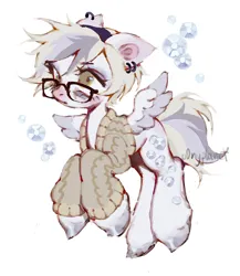 Size: 1778x2048 | Tagged: safe, artist:p0nyplanet, derpibooru import, derpy hooves, rarity, pegasus, pony, blonde mane, blonde tail, bubble, clothes, female, full body, fusion, glasses, image, jpeg, mare, shirt, solo, tail, white coat