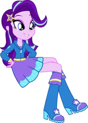 Size: 1280x1798 | Tagged: safe, artist:dustinwatsongkx, derpibooru import, starlight glimmer, equestria girls, g4, boots, boots swap, clothes, clothes swap, high heel boots, hoodie, image, png, shirt, shoes, simple background, skirt, solo, white background