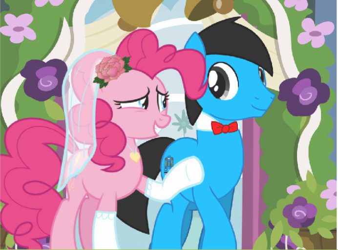 Size: 692x513 | Tagged: safe, artist:williamtheofficial, derpibooru import, pinkie pie, oc, oc:william, earth pony, g4, canon x oc, duo, female, image, male, marriage, png, straight, wedding