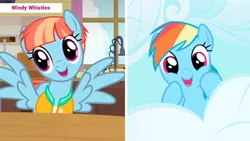 Size: 1192x670 | Tagged: episode needed, safe, derpibooru import, edit, edited screencap, screencap, rainbow dash, windy whistles, pegasus, pony, g4, duo, duo female, female, image, jpeg, like mother like daughter, like parent like child, mother and child, mother and daughter