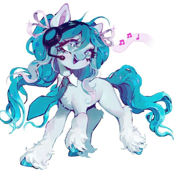 Size: 1440x1440 | Tagged: safe, artist:p0nyplanet, derpibooru import, ponified, earth pony, pony, hatsune miku, image, jpeg, simple background, solo, vocaloid, white background