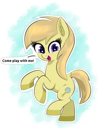 Size: 2424x3156 | Tagged: safe, artist:scandianon, derpibooru import, noi, earth pony, pony, colored hooves, female, filly, foal, happy, hooves, image, looking at you, open mouth, open smile, png, raised leg, rearing, smiling, talking, talking to viewer