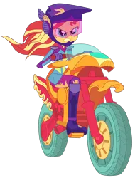 Size: 2928x3724 | Tagged: safe, alternate version, artist:gmaplay, derpibooru import, sunset shimmer, human, equestria girls, g4, boots, clothes, friendship games motocross outfit, friendship games outfit, gloves, helmet, image, motocross outfit, motorcross, motorcycle, motorcycle outfit, my little pony equestria girls: friendship games, png, shoes, simple background, solo, transparent background, tri-cross relay outfit