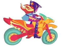 Size: 4192x2984 | Tagged: safe, artist:gmaplay, derpibooru import, sunset shimmer, human, equestria girls, g4, boots, clothes, friendship games motocross outfit, friendship games outfit, gloves, helmet, image, motocross outfit, motorcross, motorcycle, motorcycle outfit, my little pony equestria girls: friendship games, png, shoes, simple background, solo, transparent background, tri-cross relay outfit