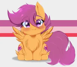 Size: 4096x3593 | Tagged: safe, artist:heavymetalpapi, artist:papilrux, derpibooru import, scootaloo, pegasus, pony, g4, blushing, cheek fluff, chest fluff, cute, cutealoo, cutie mark, ear fluff, female, filly, fluffy, foal, high res, image, looking at you, png, sitting, smiling, smiling at you, solo, spread wings, tail, the cmc's cutie marks, wings