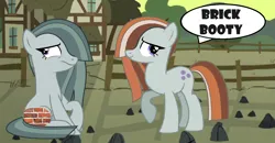 Size: 1412x735 | Tagged: safe, artist:greenmachine987, derpibooru import, marble pie, earth pony, pony, brick booty, forced meme, image, meme, png, rock farm