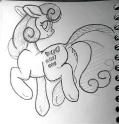 Size: 2285x2393 | Tagged: safe, artist:ponsce, derpibooru import, bon bon, sweetie drops, pony, bon butt, butt, image, jpeg, monochrome, plot, sketch, solo