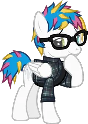 Size: 910x1278 | Tagged: safe, artist:lightningbolt, derpibooru import, ponified, pegasus, pony, .svg available, awsten knight, button-up shirt, clothes, derpibooru exclusive, dyed mane, dyed tail, folded wings, glasses, heterochromia, hoof on chin, image, jewelry, lidded eyes, looking at you, male, necklace, png, raised hoof, rolled up sleeves, shirt, show accurate, simple background, smiling, smirk, solo, stallion, standing, tail, transparent background, undershirt, vector, waterparks, wings